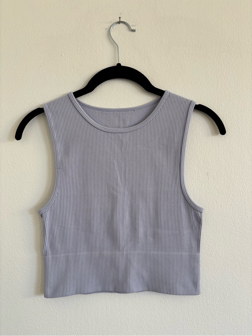 Sleeveless Ribbed Crop Tank Top - Light Blue
